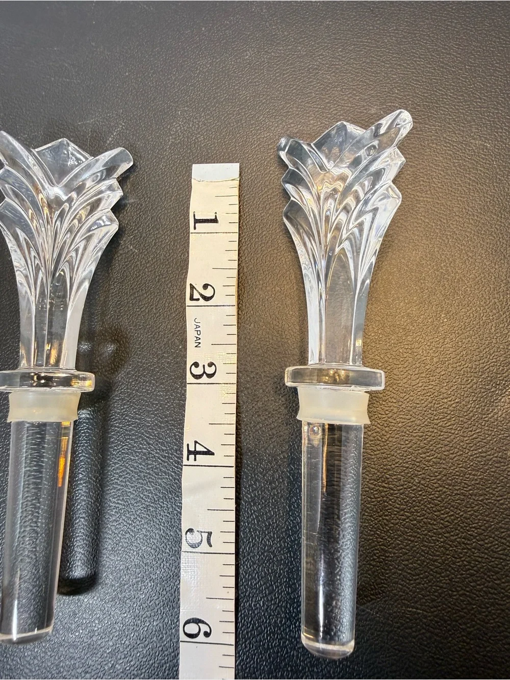 Clear Glass Decorative Bottle Stoppers - Pair